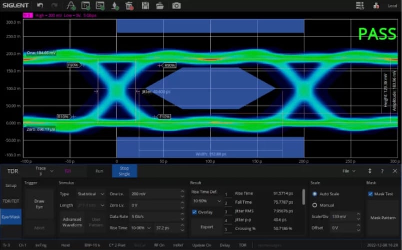 The VNA includes a built-in eye diagram function